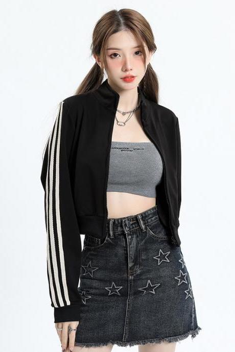 Casual Stand Collar Short Jackets