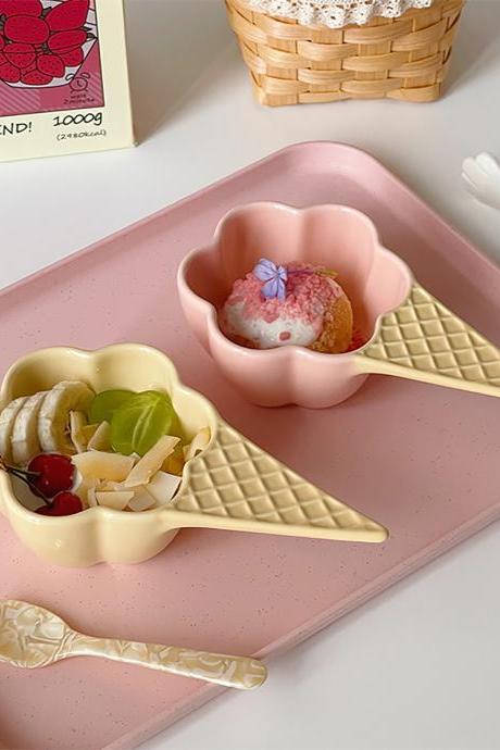 Flower Dessert Bowl Cup Creative Ice-cream Shaped Bowls Kitchen Tableware Multipurpose Stylish Cute 170ml Ceramic Dessert Cups