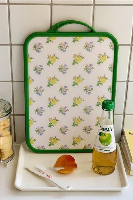 Korean Retro Floral Cherry Pattern Cutting Board Kitchen Chopping Block Vegetables Fruit Double-sided Cutting Board Photo Props