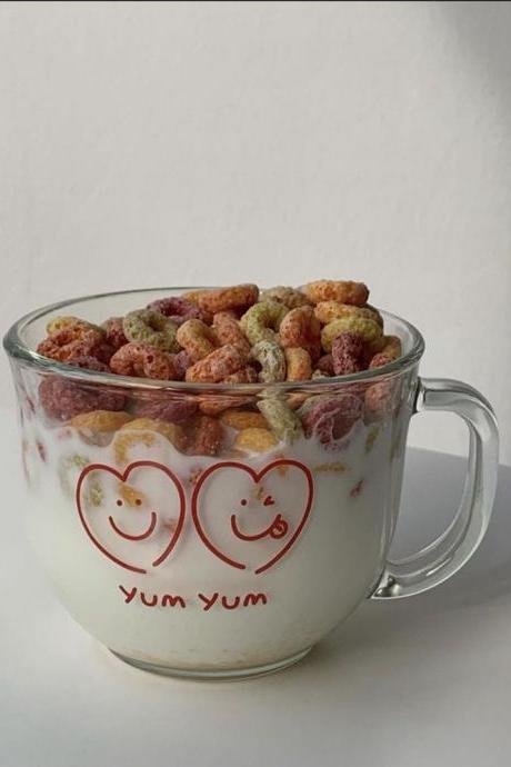 350ml Coffee Mug Cartoon Milk Cup Cute Glass Cute Breakfast Juice Oatmeal Cup Valentine&amp;#039;s Day Gift