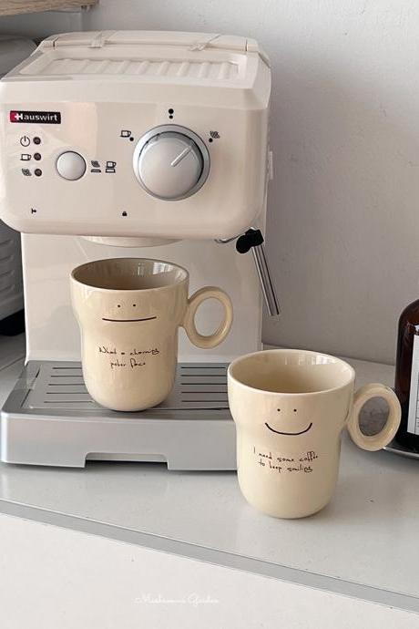 Korean Simple Cute Milk Yellow Ceramic Coffee Cup Smiley Mug Home Drinking Cup Coffee Cup Milk Cup
