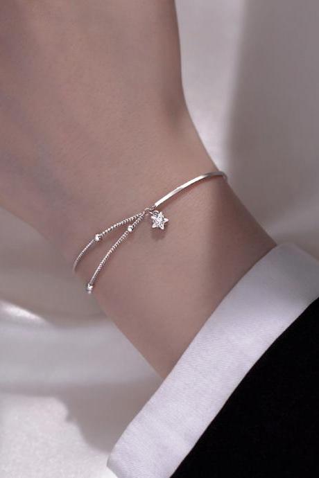 Fashion 925 Sterling Silver Star Bracelet Simple Temperament Accessories Birthday Party Gifts For Women's Fine Jewelry