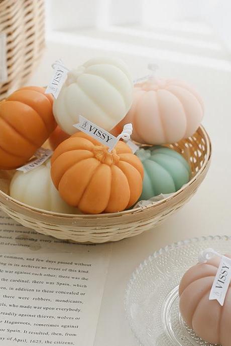 Popular Nordic Style Pumpkin Scented Candles Home Decoration 3D Fragrance Candles Soy Wax Aromatherapy Birthday Candles Gift