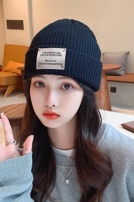 Hat Fashion Vintage Cloth Couple Woolen Hat Female Autumn Winter Head Circumference Warm Korean Version Of Ins Ear Protection Kn