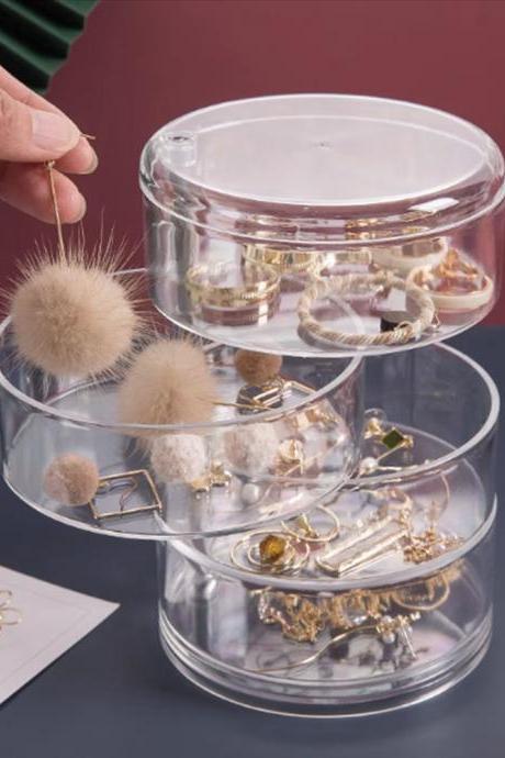 Transparent Rotating Jewelry Box Headband Box Hair Clip Jewelry Earring Rack Multifunctional Nail Hand Necklace Earring Storage