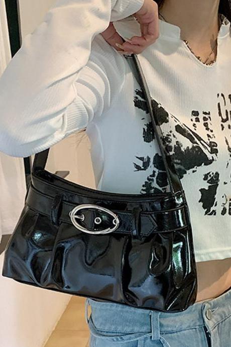 Pleated Tote Bags Women Shoulder Bag Pu Leather Underarm Bag Y2k Handbags Fashion Elegant Korean Casual Female Clutch