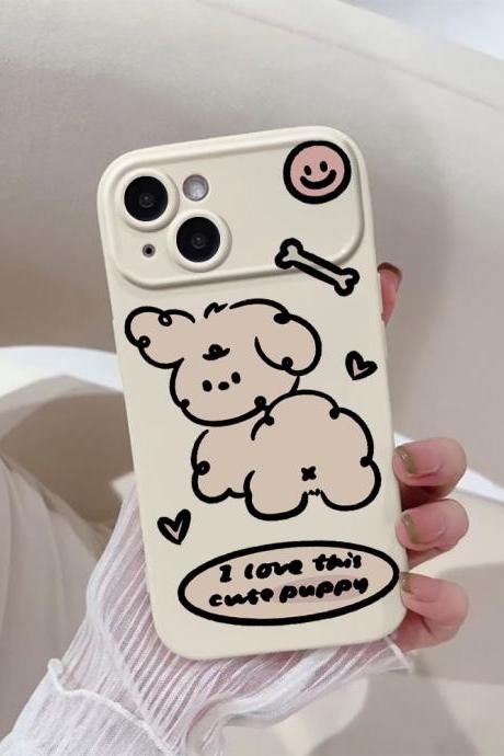 Korean Style Dog Phone Case For Iphone 15 14 13 Pro Max Xr Xsmax 7 8 Plus Se 12 11 Luxury Fashion Soft Silicone Back Cover