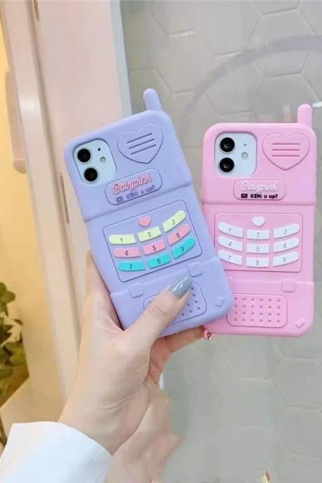 Cute Pink Love Heart Kid Girl Gift Phone Case For Iphone 14pro Max 11 12 13 Pro Max Xr Xs Max 6 7 8 Plus Se 2soft Silicone Cover
