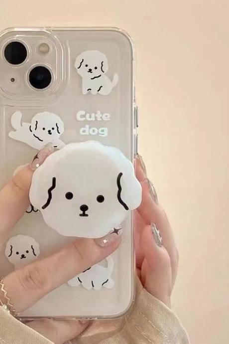 White Puppy Phone Case For Iphone 14 13 12 11 Pro Xs Max Xr 7 8 Plus Mini Se2020 Silicone Cover Cases With Holder