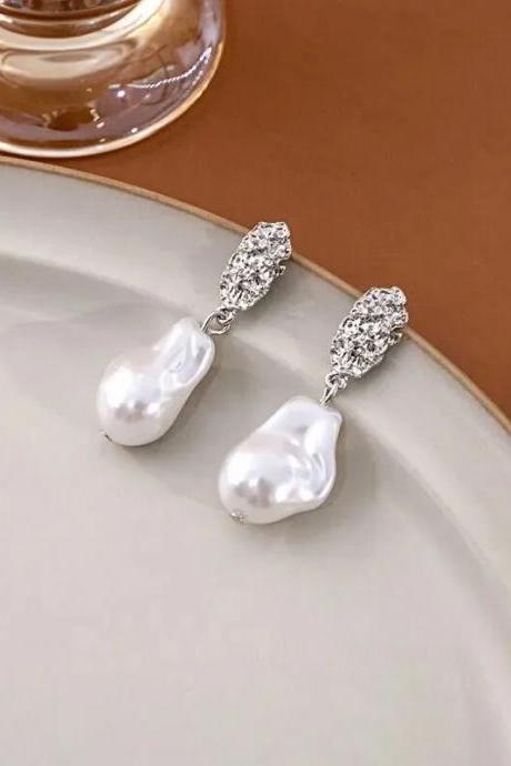 Korean Geometric Irregular Pearl Temperament Earrings Fashion Simplicity Versatile Women Jewelry Girl's Drop Earrings