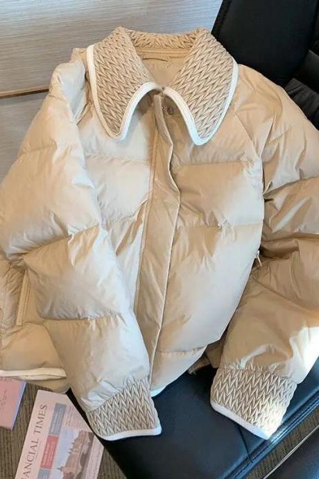 Turn Down Collar Loose Women Parkas Coat Winter Thicken Puffy Jackets Female Streetwear Casual Winter Women's Cold Outerwear