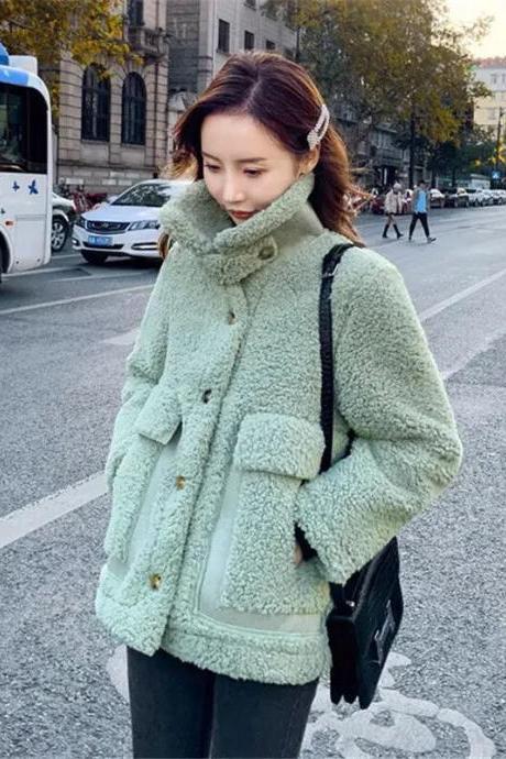 Korean Style Fleeced Clothing Jacket Women Autumn Winter Chic And Elegant Warm Mustang Jackets Fashion Old Money Women