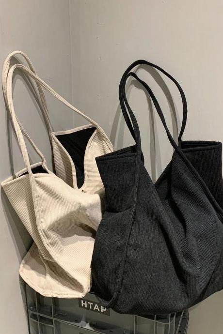 Large Corduroy Shoulder Shopper Bag For Women Cloth Fashion Korean Canvas Girl Student Tote Shopping Bags Woman Handbags