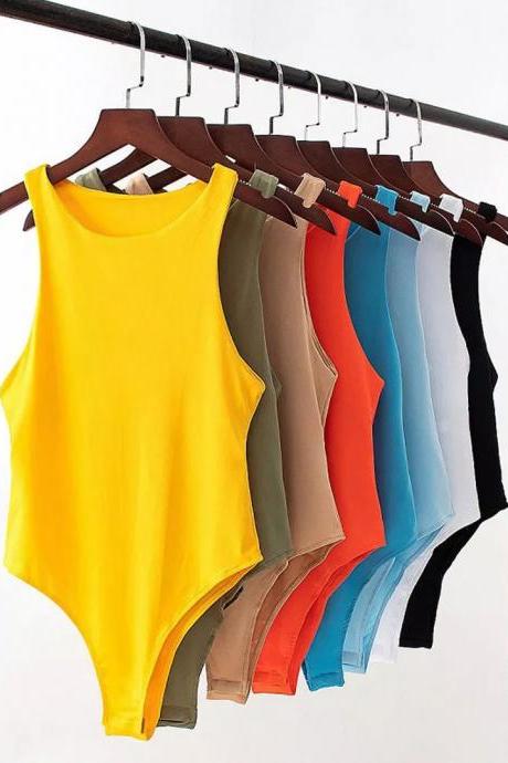 Womens Sleeveless Stretch Bodysuit Leotard Varied Colors