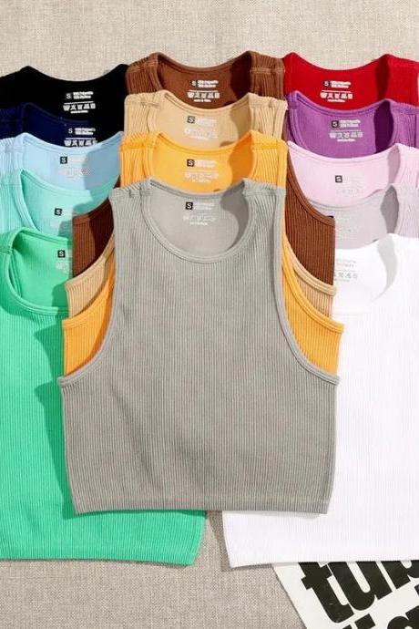Womens Ribbed Cotton Tank Tops, Assorted Colors, Pack Of 8