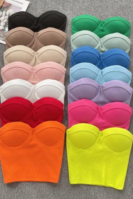 Womens Strapless Padded Bandeau Tube Top Bras - Multicolor Pack