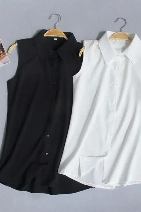 Women Blouse Summer Sleeveless Chiffon Shirt White Shirt Vest Blusas Ropa De Mujer