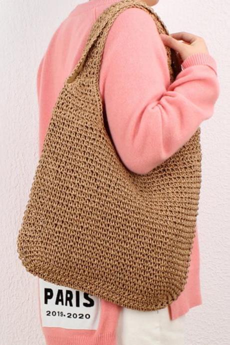Casual Crochet Tote Bag Handmade Shoulder Eco-friendly