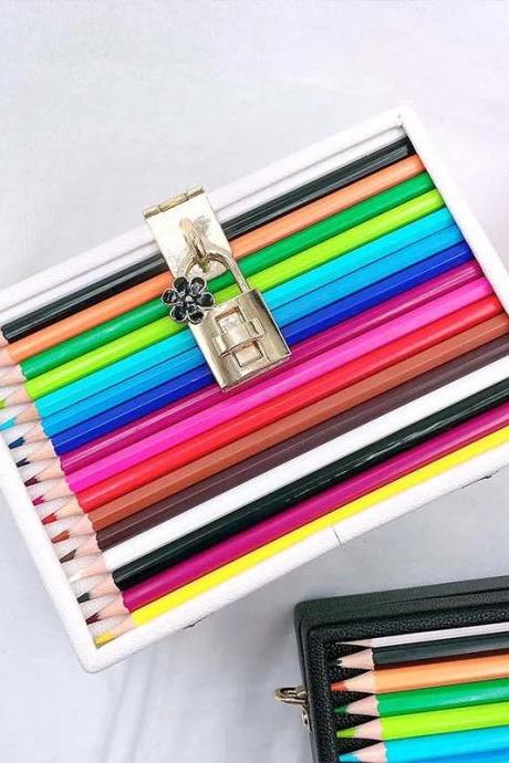 Vibrant Assorted Colored Pencils With Decorative Lock Box