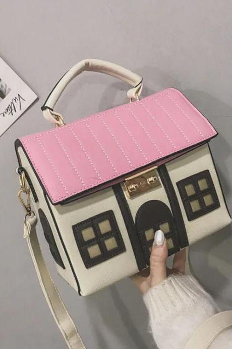 Chic Pink Rooftop Quilted Handbag With Detachable Strap