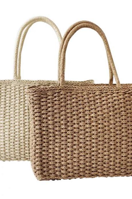 Handwoven Natural Straw Tote Bag Set Of Two