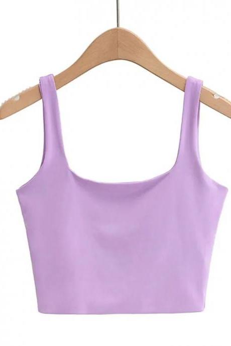 Womens Basic Lilac Crop Top Sleeveless Tank