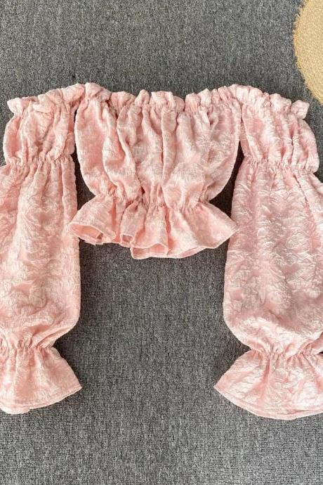 Pink Floral High-waist Ruffle Hem Capri Pants Women