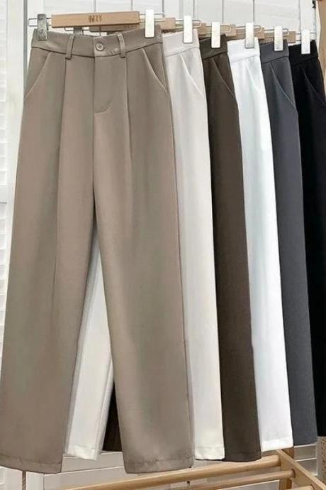 Modern Casual High-waisted Trousers For Women In Assorted Colors