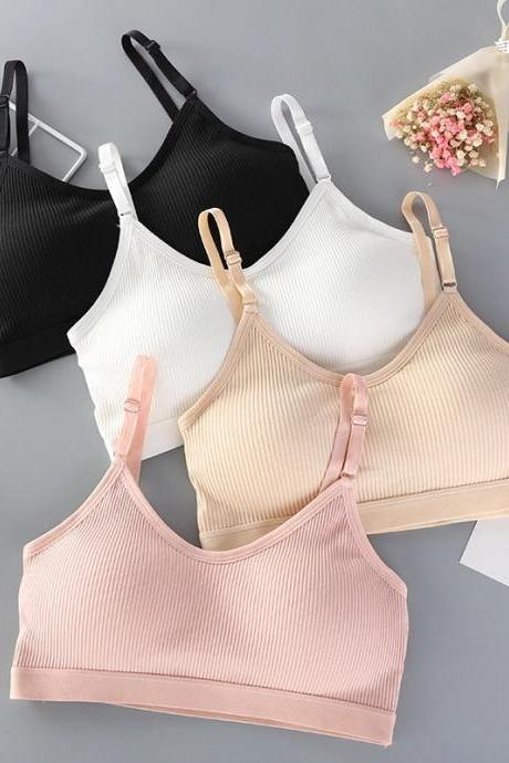 Womens Seamless Ribbed Crop Top Sports Bralette Set