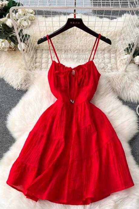 Womens Sleeveless Red Summer Cocktail Dress With Straps