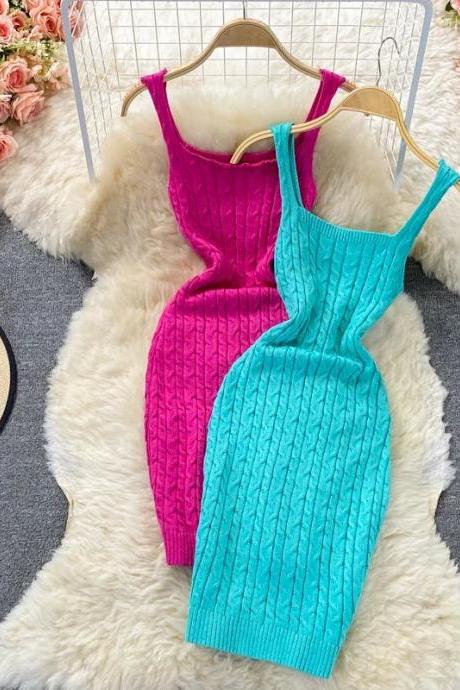 Womens Sleeveless Knit Bodycon Midi Dresses Twin-pack