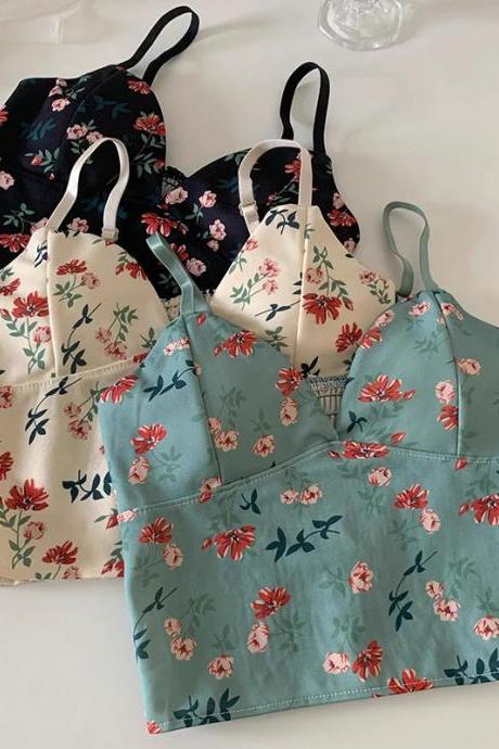 Floral Cotton Kitchen Aprons With Pockets Adjustable Strap
