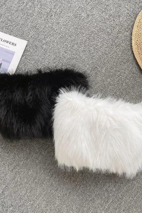 Fluffy Faux Fur Slide Slippers, Womens Comfy Indoor Shoes