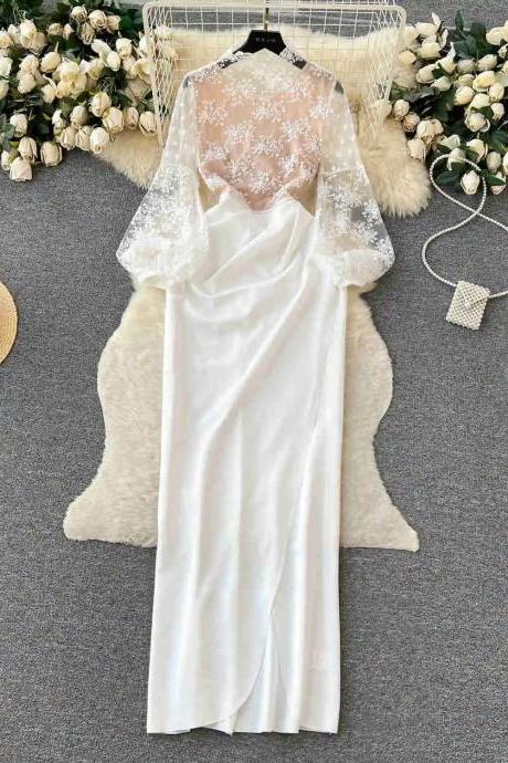 Elegant Bridal Gown With Lace Sleeves And Train