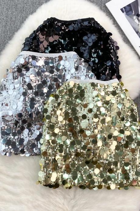 Sparkly Sequined Womens Mini Skirts Party Fashion