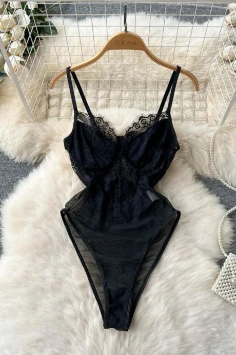 Elegant Black Lace Lingerie Set With Matching Panty