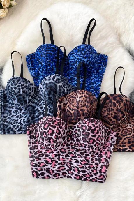 Womens Animal Print Push-up Padded Bralette Assorted Colors
