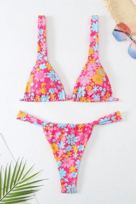 Womens Floral Print Bikini Set Summer Beachwear Swimsuit