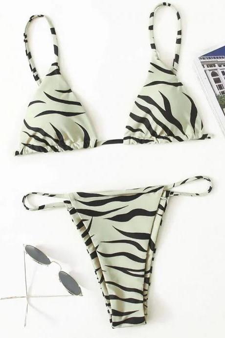 Womens Zebra Print Bikini Set Swimwear Beachwear Endsummer
