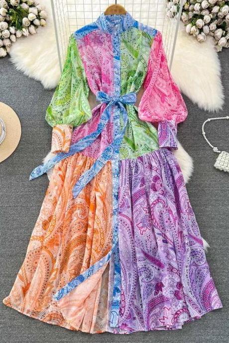 Maxi Dress with Swirl Print - Bohemian Elegance main image 1