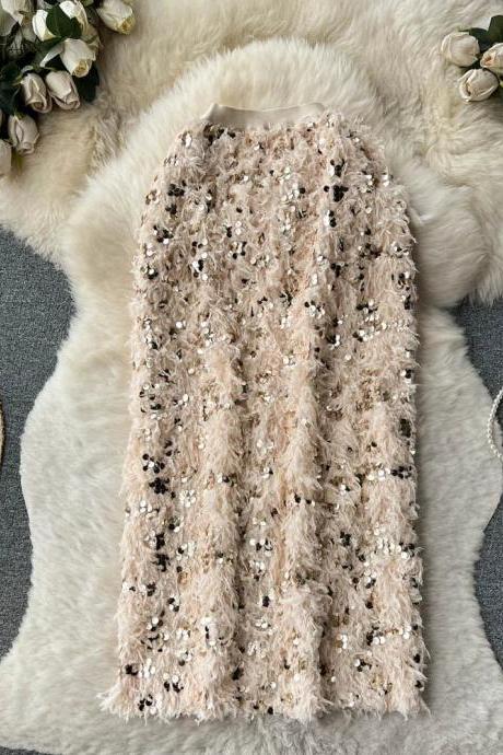 Belted fringe tweed Dress – L'AUBE BLANC