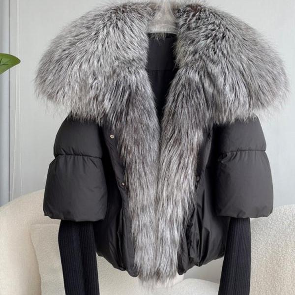 Luxe Puffer Jacket with Faux Fur Collar