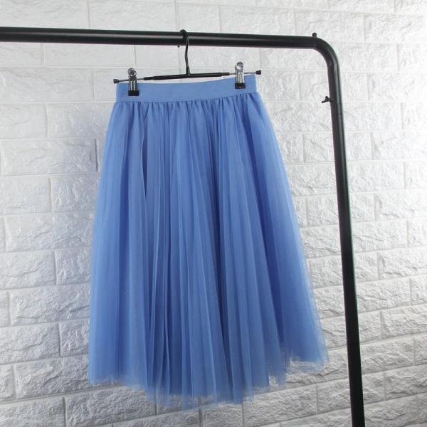 Womens Pleated Tulle Midi Skirt In Assorted Colors