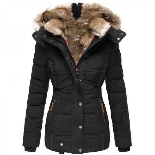 Womens Insulated Parka Jacket with Faux Fur Hood