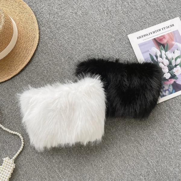 Luxury Faux Fur Fluffy Black and White Slippers