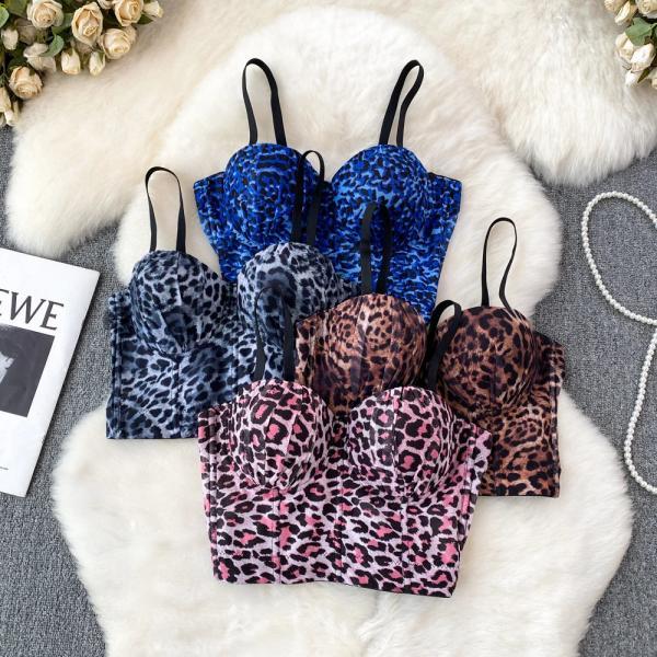 Womens Animal Print Push-Up Padded Bralette Assorted Colors
