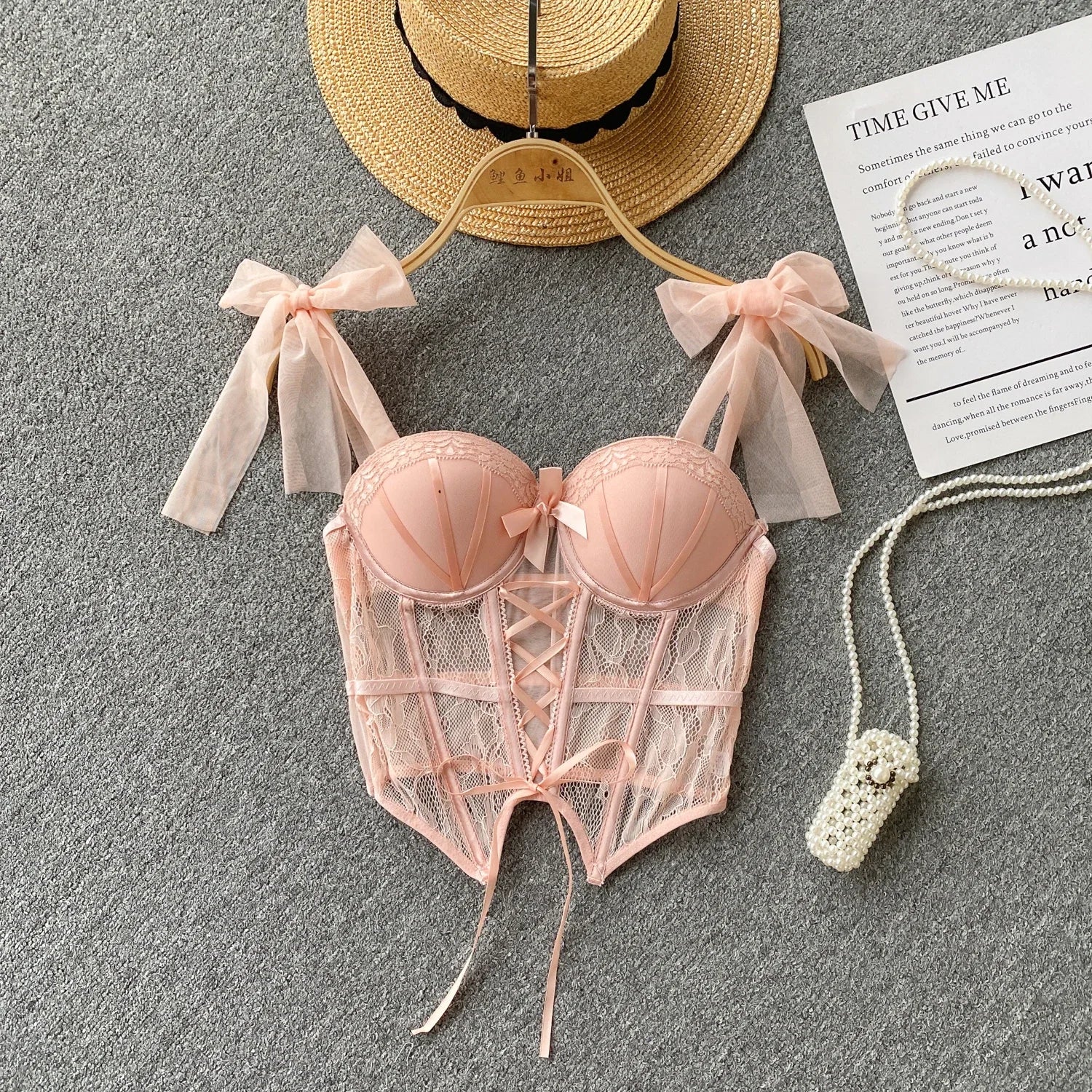 【Buy2Get1Free】Pink Sequin Lace-Up Bodysuit with Garter Straps – Sexy Push Up Corset Lingerie