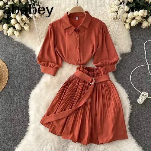 Elegant Pleated Skirt Set