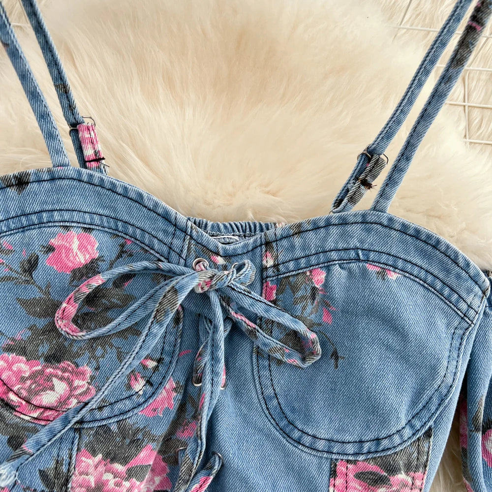 Trend4us Vintage Floral Crop Top & Flared Skirt Set