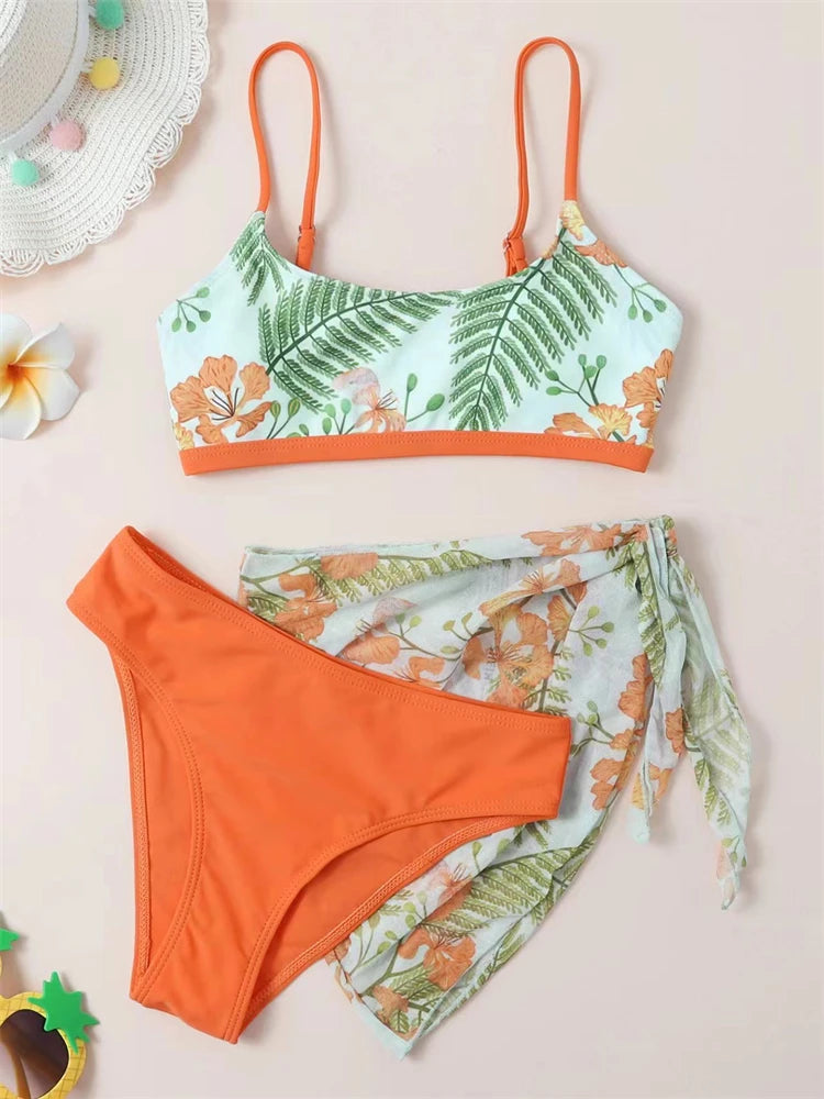 Printed Bikini Set with Sarong main image 1